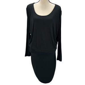 Bench Long Sleeve Round Neck Layered Top Midi Dress - Black - size Small